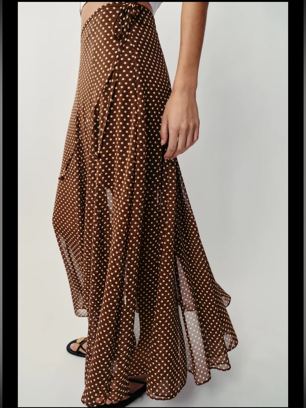NEW Zara Brown Polka Dot Slip Skirt - Picture 2 of 8